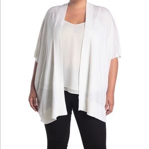 NWT Tahari Woman Open Front Knit Poncho White 1x